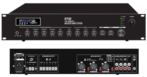 OEM 500W 100V PA نظام مكبر للصوت مع ECHO Mixer Amp Overload Protection