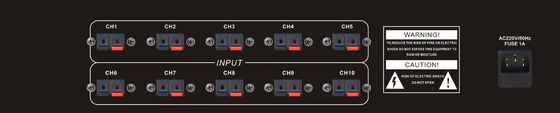 100V 70V 10 قناة نظام PA مكبر للصوت لوحة مراقبة 65dB SPL إخراج